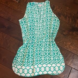 Crème fraiche teal and white top